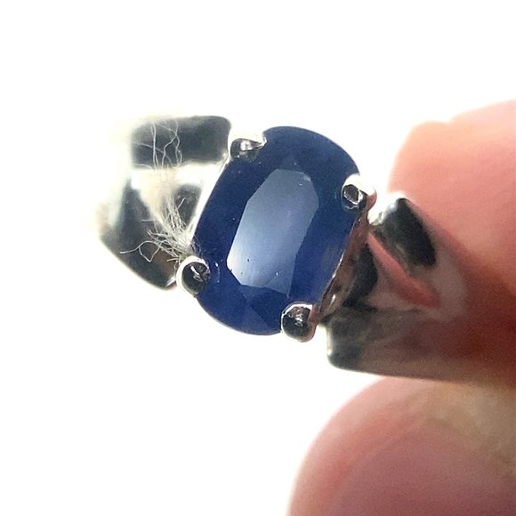 Blue Sapphire 1.11ct Platinum Finish Solid 925 Sterling Silver Ring